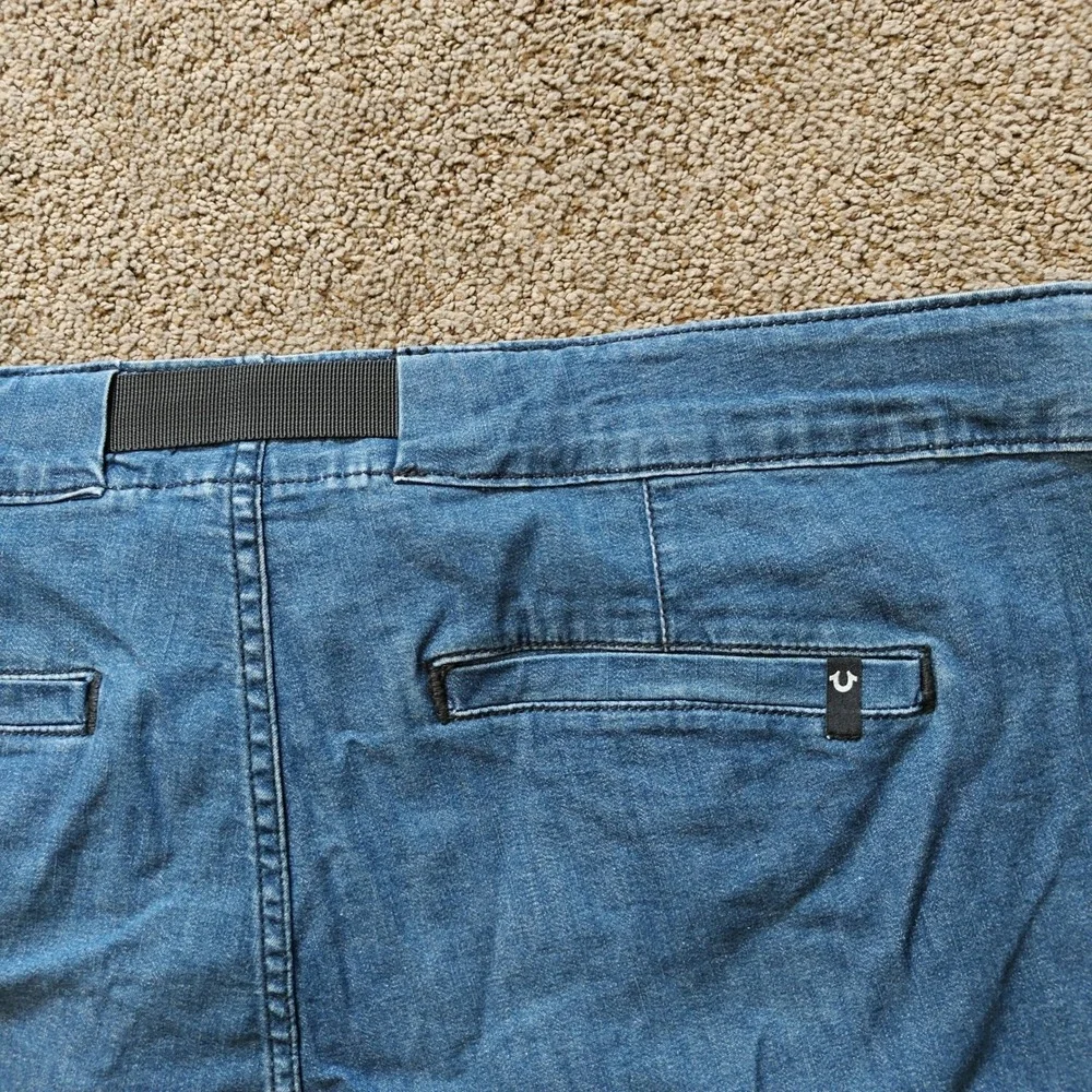 True Religion Mens 40W Blue Tactical Utility Denim Shorts Buckle Belt D-Ring